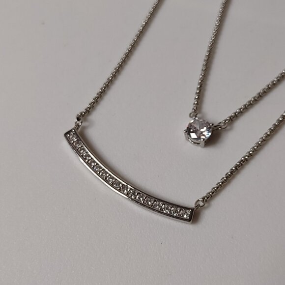 17.5 Inch 2 Layer Silver Tone JNY Necklace - Picture 5 of 11